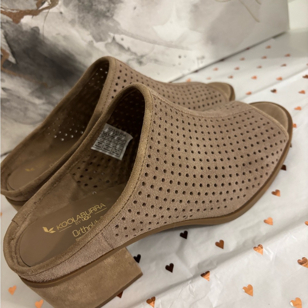 Koolaburra Tan Perforated Mules